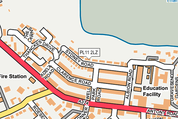 PL11 2LZ map - OS OpenMap – Local (Ordnance Survey)