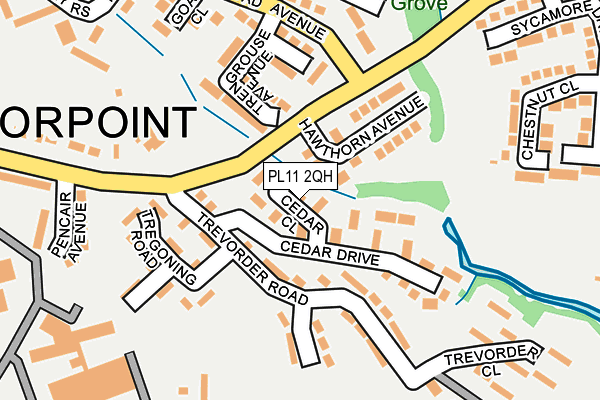 PL11 2QH map - OS OpenMap – Local (Ordnance Survey)