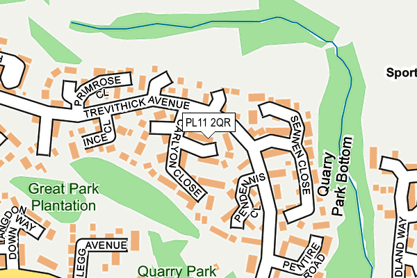 PL11 2QR map - OS OpenMap – Local (Ordnance Survey)