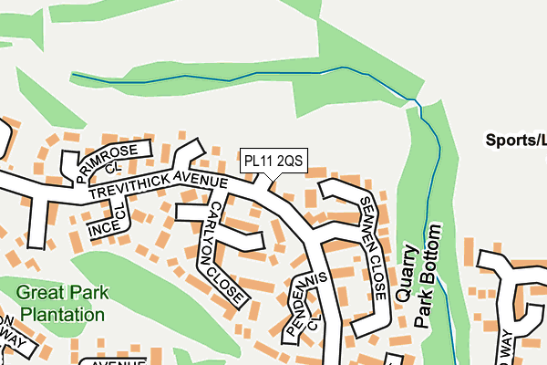 PL11 2QS map - OS OpenMap – Local (Ordnance Survey)