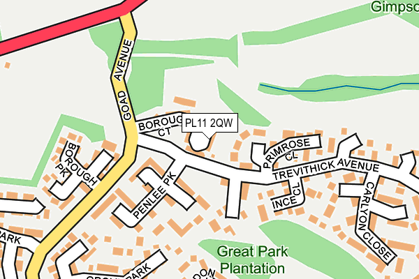 PL11 2QW map - OS OpenMap – Local (Ordnance Survey)