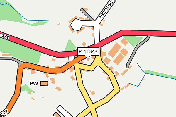 PL11 3AB map - OS OpenMap – Local (Ordnance Survey)