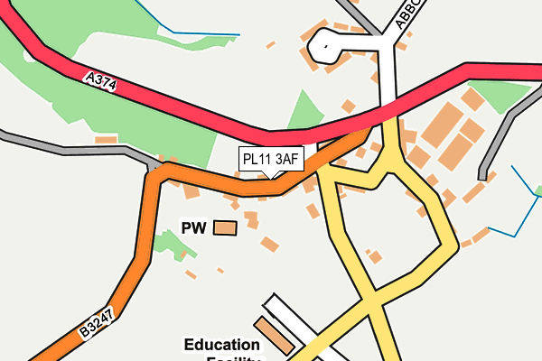 PL11 3AF map - OS OpenMap – Local (Ordnance Survey)