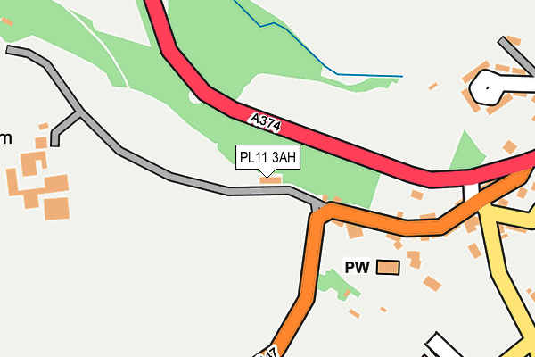 PL11 3AH map - OS OpenMap – Local (Ordnance Survey)