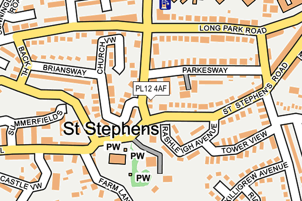 PL12 4AF map - OS OpenMap – Local (Ordnance Survey)