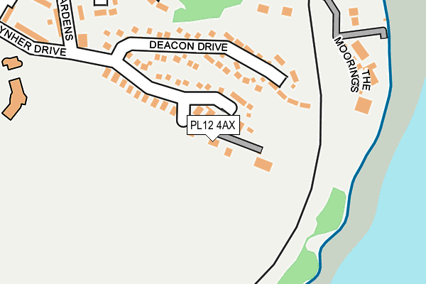 PL12 4AX map - OS OpenMap – Local (Ordnance Survey)