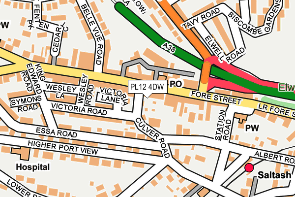 PL12 4DW map - OS OpenMap – Local (Ordnance Survey)