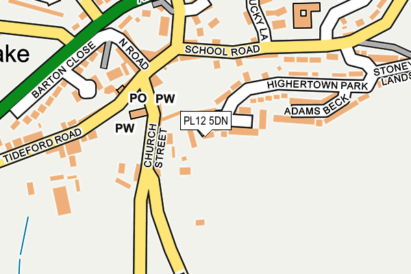 PL12 5DN map - OS OpenMap – Local (Ordnance Survey)