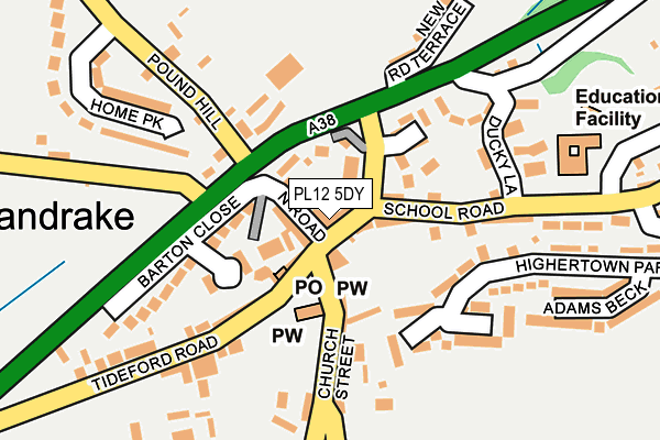 PL12 5DY map - OS OpenMap – Local (Ordnance Survey)