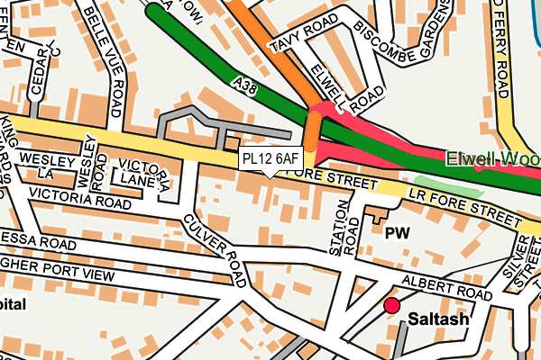 PL12 6AF map - OS OpenMap – Local (Ordnance Survey)