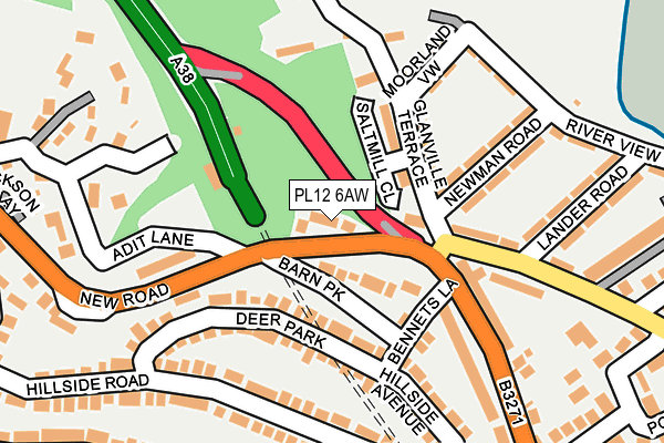 PL12 6AW map - OS OpenMap – Local (Ordnance Survey)