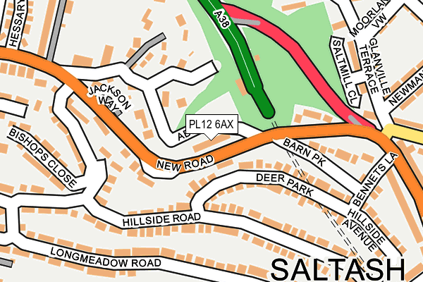 PL12 6AX map - OS OpenMap – Local (Ordnance Survey)