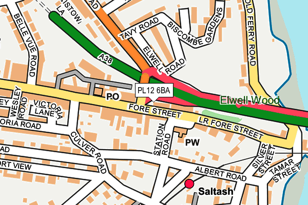 PL12 6BA map - OS OpenMap – Local (Ordnance Survey)