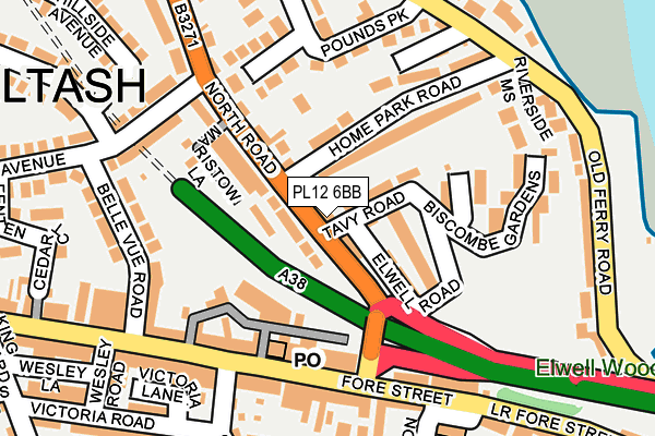 PL12 6BB map - OS OpenMap – Local (Ordnance Survey)