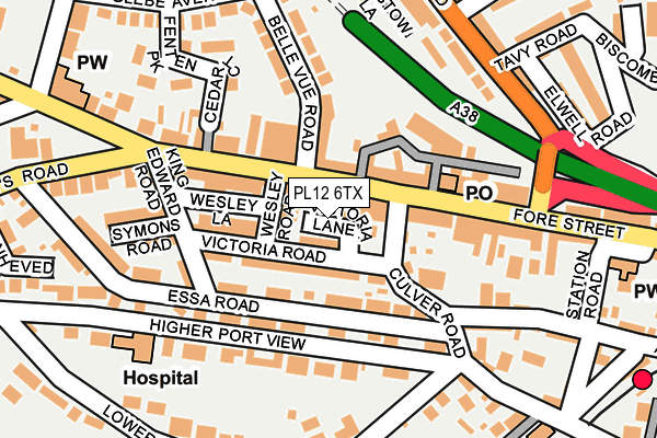 PL12 6TX map - OS OpenMap – Local (Ordnance Survey)