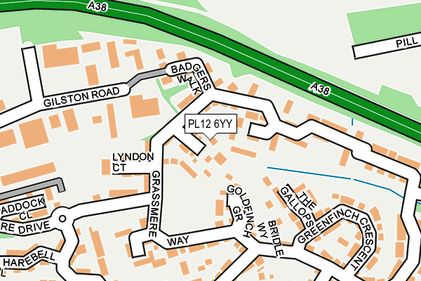 PL12 6YY map - OS OpenMap – Local (Ordnance Survey)