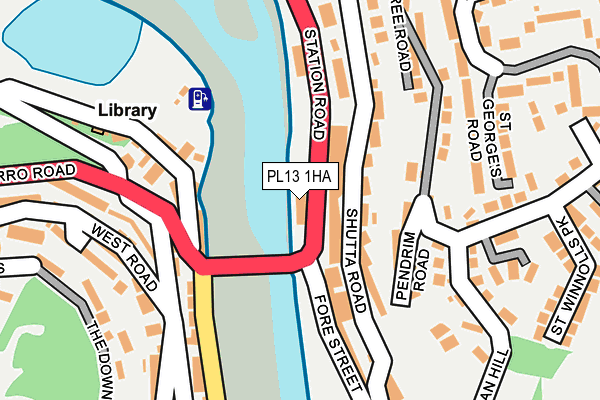 PL13 1HA map - OS OpenMap – Local (Ordnance Survey)