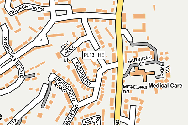 PL13 1HE map - OS OpenMap – Local (Ordnance Survey)