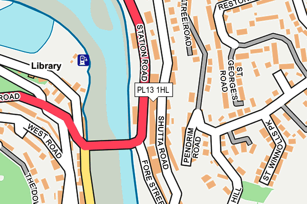 PL13 1HL map - OS OpenMap – Local (Ordnance Survey)