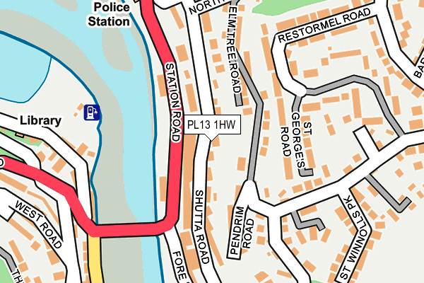 PL13 1HW map - OS OpenMap – Local (Ordnance Survey)