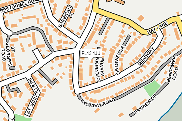 PL13 1JU map - OS OpenMap – Local (Ordnance Survey)