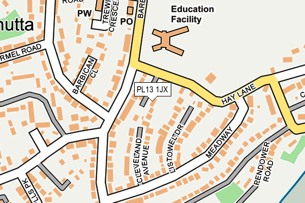 PL13 1JX map - OS OpenMap – Local (Ordnance Survey)