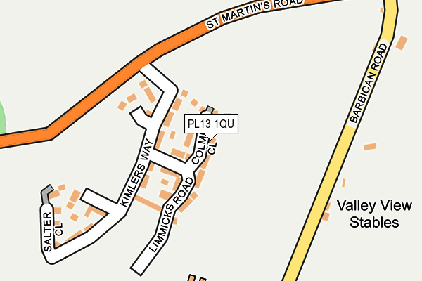 PL13 1QU map - OS OpenMap – Local (Ordnance Survey)