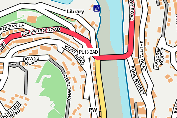 PL13 2AD map - OS OpenMap – Local (Ordnance Survey)