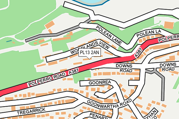 PL13 2AN map - OS OpenMap – Local (Ordnance Survey)