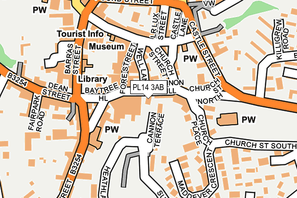 PL14 3AB map - OS OpenMap – Local (Ordnance Survey)
