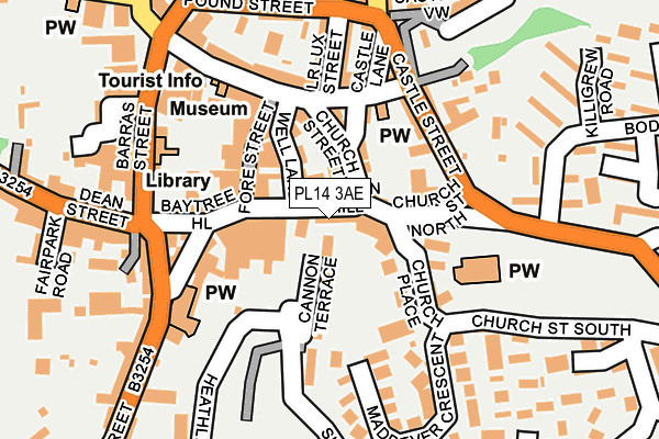 PL14 3AE map - OS OpenMap – Local (Ordnance Survey)