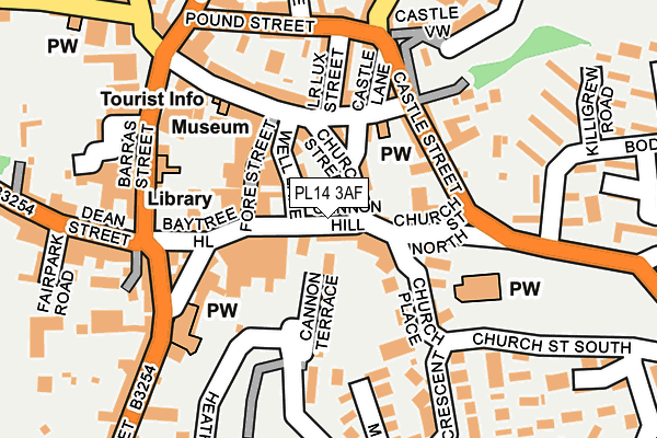 PL14 3AF map - OS OpenMap – Local (Ordnance Survey)