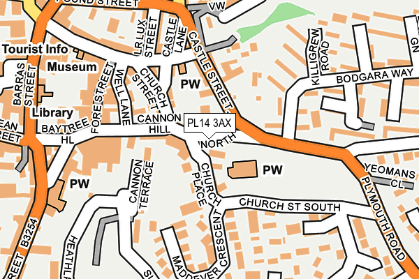 PL14 3AX map - OS OpenMap – Local (Ordnance Survey)