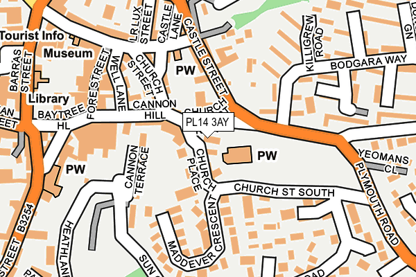 PL14 3AY map - OS OpenMap – Local (Ordnance Survey)