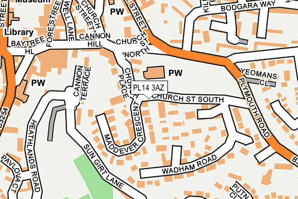 PL14 3AZ map - OS OpenMap – Local (Ordnance Survey)