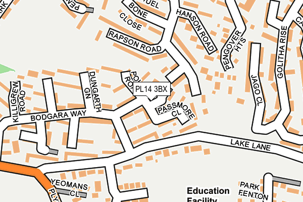 PL14 3BX map - OS OpenMap – Local (Ordnance Survey)