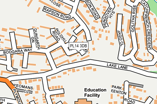 PL14 3DB map - OS OpenMap – Local (Ordnance Survey)