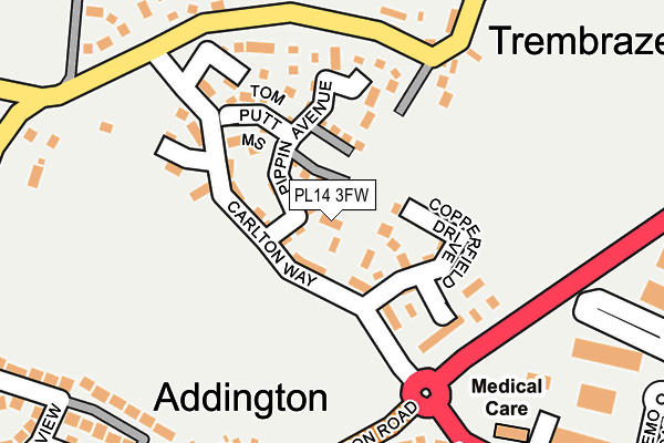 PL14 3FW map - OS OpenMap – Local (Ordnance Survey)