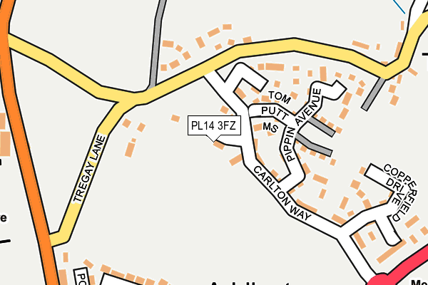 PL14 3FZ map - OS OpenMap – Local (Ordnance Survey)