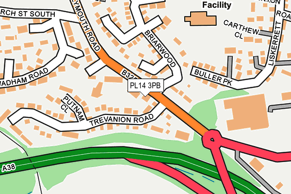 PL14 3PB map - OS OpenMap – Local (Ordnance Survey)