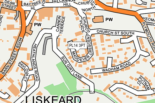 PL14 3PT map - OS OpenMap – Local (Ordnance Survey)