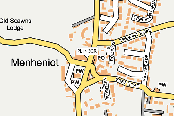 PL14 3QR map - OS OpenMap – Local (Ordnance Survey)