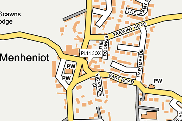 PL14 3QX map - OS OpenMap – Local (Ordnance Survey)