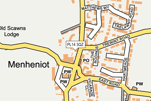 PL14 3QZ map - OS OpenMap – Local (Ordnance Survey)