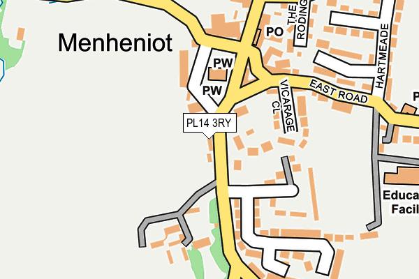 PL14 3RY map - OS OpenMap – Local (Ordnance Survey)