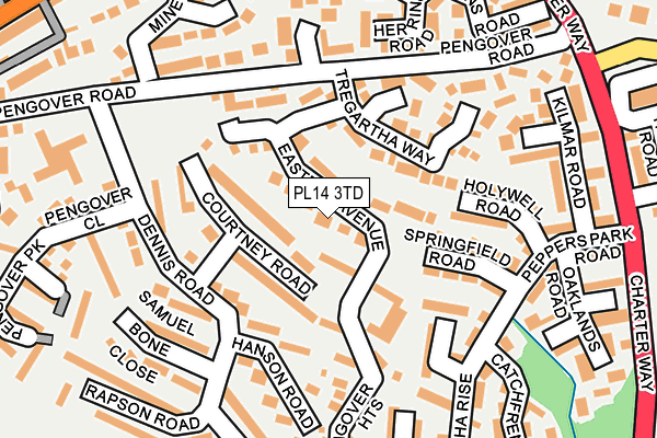 PL14 3TD map - OS OpenMap – Local (Ordnance Survey)