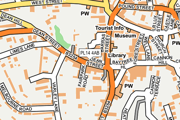 PL14 4AB map - OS OpenMap – Local (Ordnance Survey)