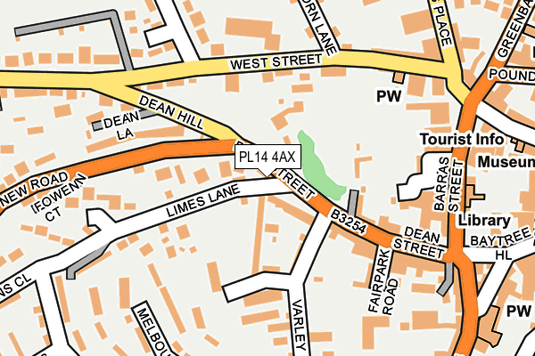 PL14 4AX map - OS OpenMap – Local (Ordnance Survey)