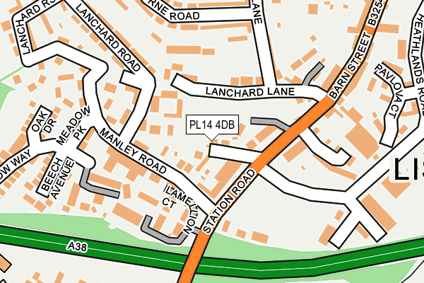 PL14 4DB map - OS OpenMap – Local (Ordnance Survey)