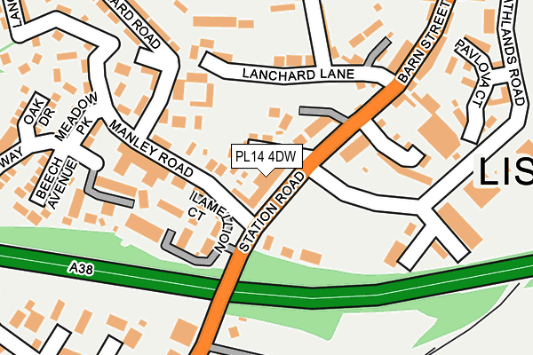 PL14 4DW map - OS OpenMap – Local (Ordnance Survey)